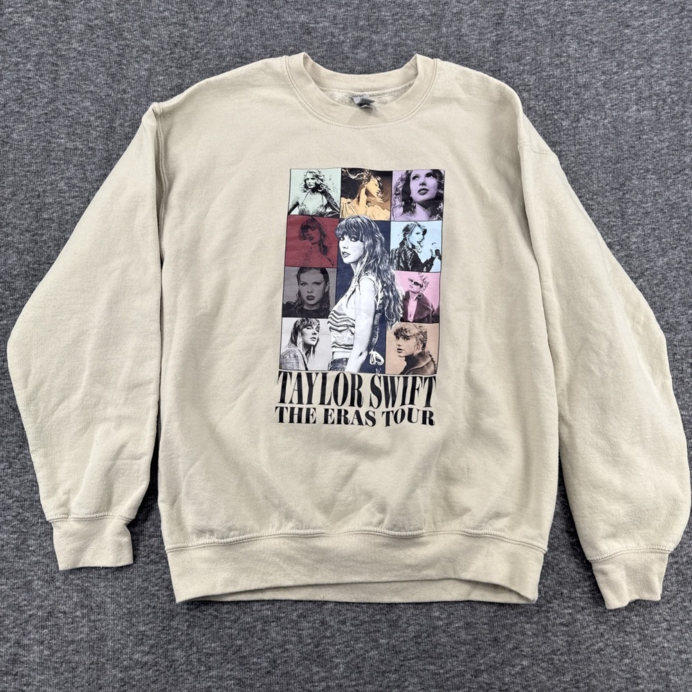 Taylor Swift The Eras Tour Women's Crewneck Fleece Graphic Sweatshirt Gray M